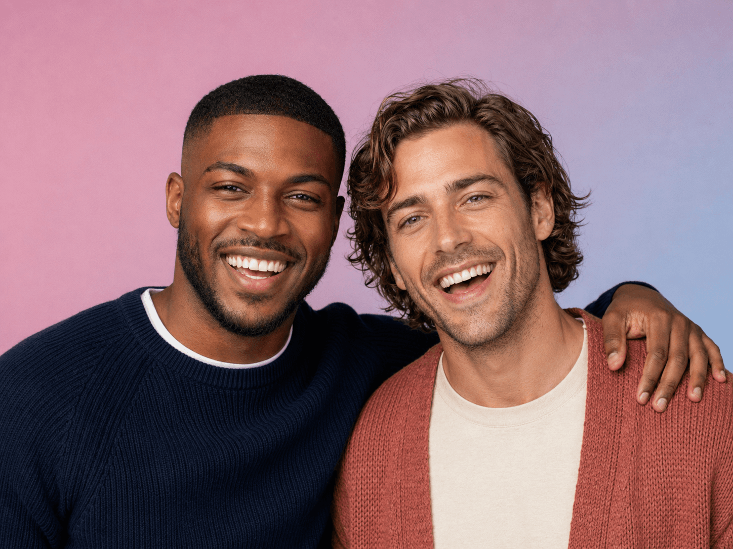 Two patients smiling, supported by Healthvana telehealth